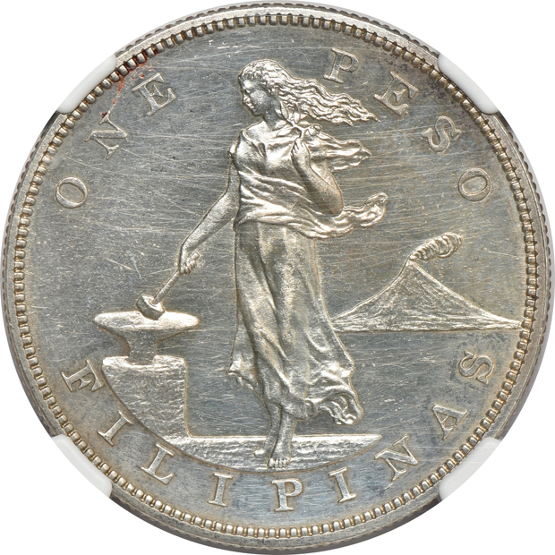 1903 Peso PR-58 and two 1904 Pesos PR-61, all NGC