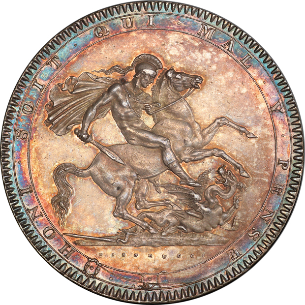 Great Britain - 1818 crown, S-3787 LIX edge - PCGS AU-58 WINGS