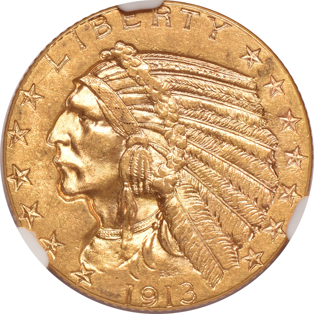 1884-S Liberty eagle, and a 1913 Indian half-eagle, both NGC AU-58