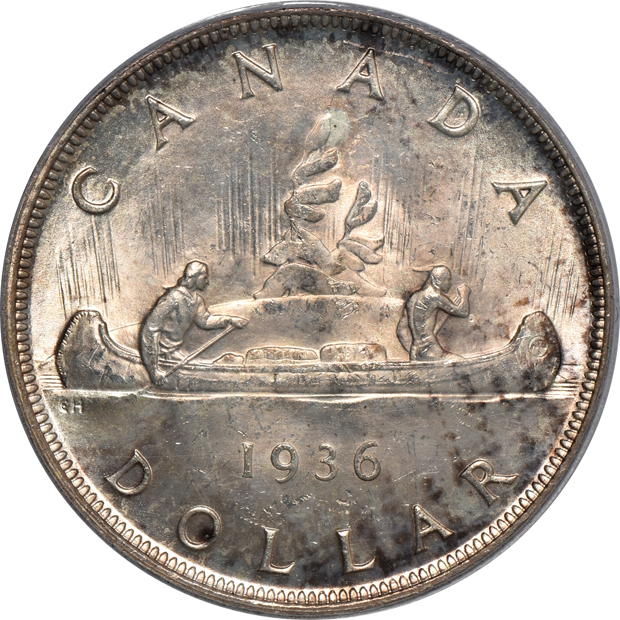 Canada - 1936 silver dollar PCGS MS-64, and a 1950 silver dollar NGC MS-65