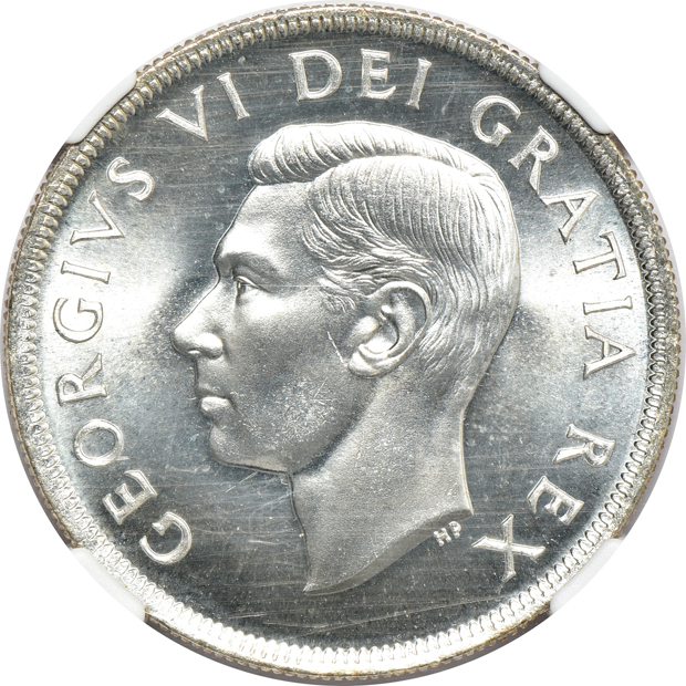 Canada - 1936 silver dollar PCGS MS-64, and a 1950 silver dollar NGC MS-65