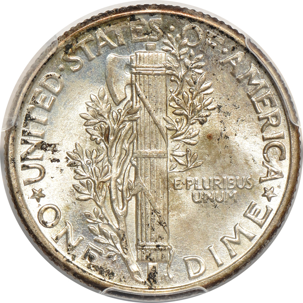 1932-D Washington quarter PCGS AU-55, plus three GEM Mercury dimes certified by PCGS
