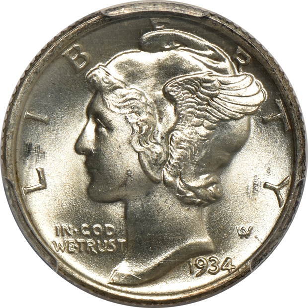 1932-D Washington quarter PCGS AU-55, plus three GEM Mercury dimes certified by PCGS