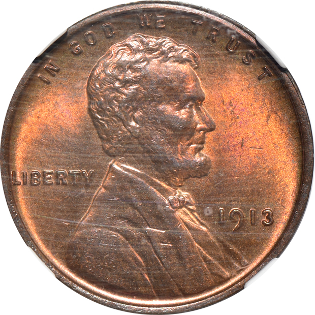 Nine certified Uncirculated Lincoln Wheat cents