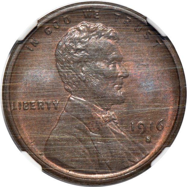 Nine certified Uncirculated Lincoln Wheat cents
