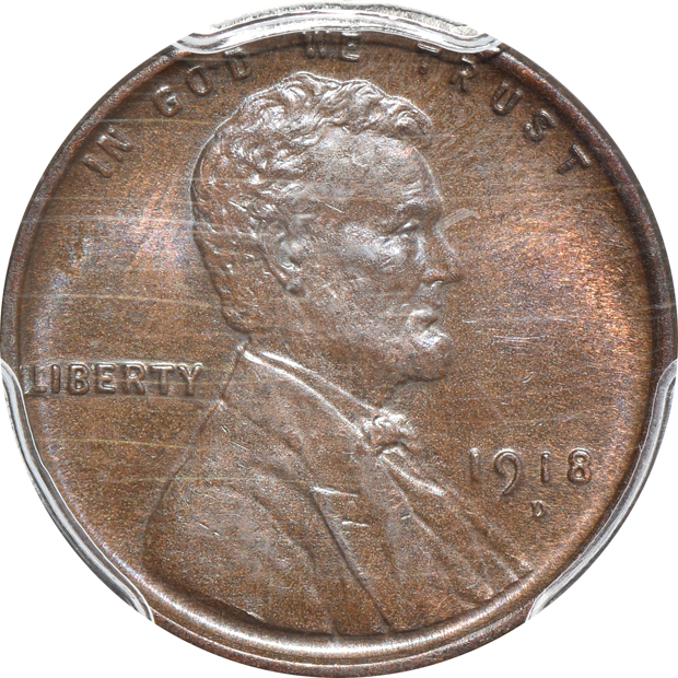 Nine certified Uncirculated Lincoln Wheat cents