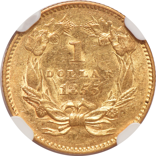 1852, 1855, and 1860, all NGC AU-58