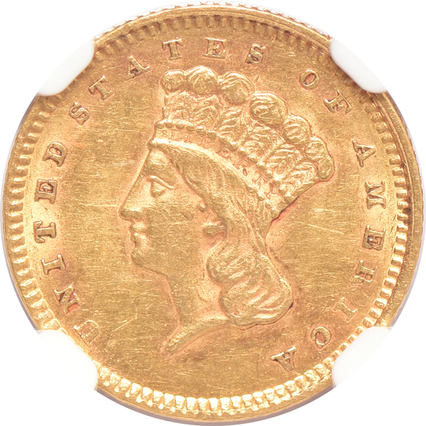 1852, 1855, and 1860, all NGC AU-58