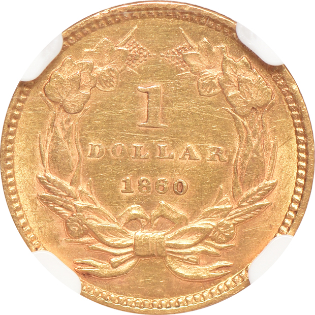 1852, 1855, and 1860, all NGC AU-58