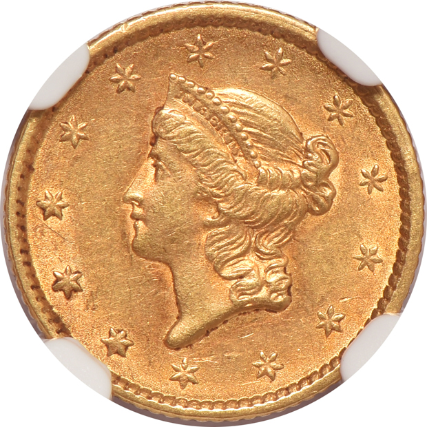 1852, 1855, and 1860, all NGC AU-58
