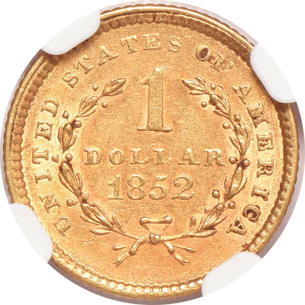 1852, 1855, and 1860, all NGC AU-58