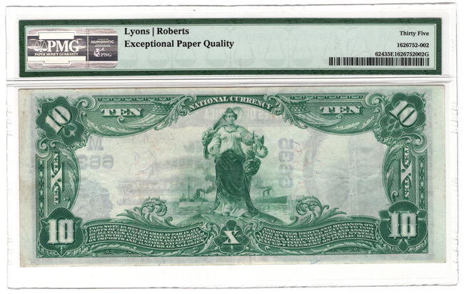 1902 $10 Blue Seal - Hannibal, MO Charter #6635 - PMG VF-35 EPQ