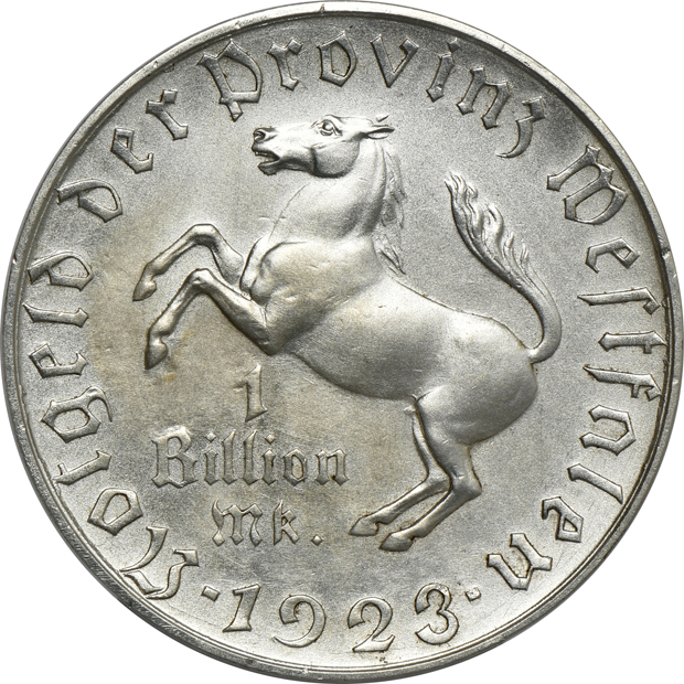 Germany - 1923 1 billion mark, Westphalia - PCGS UNC details/repaired