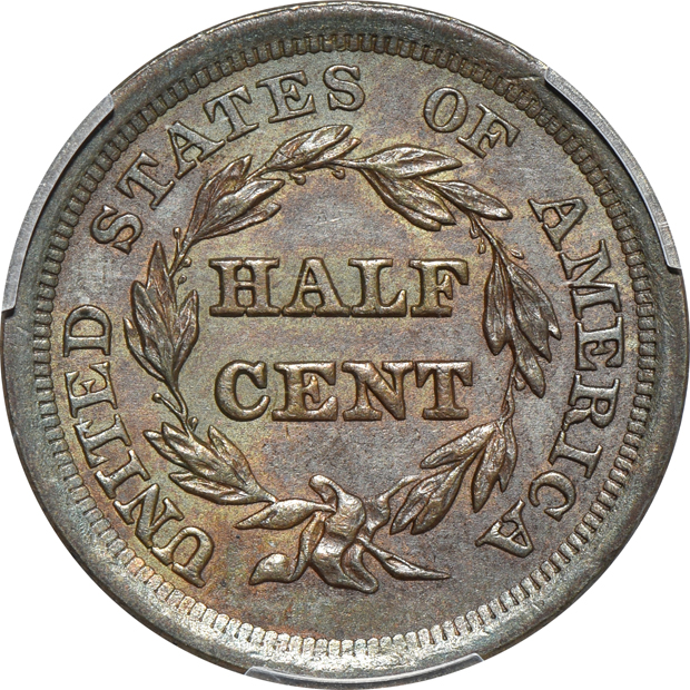 1826 UNC details/damage, and an 1857 MS-62BN, both PCGS