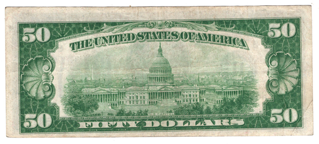 1934 $50 St. Louis Light Green Seal Star Fr# 2102-H* - VF