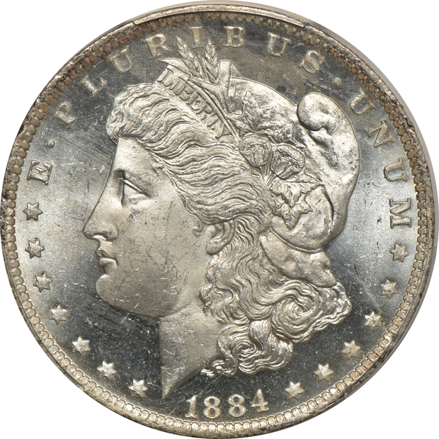Six MS-64 certified Morgan silver dollars