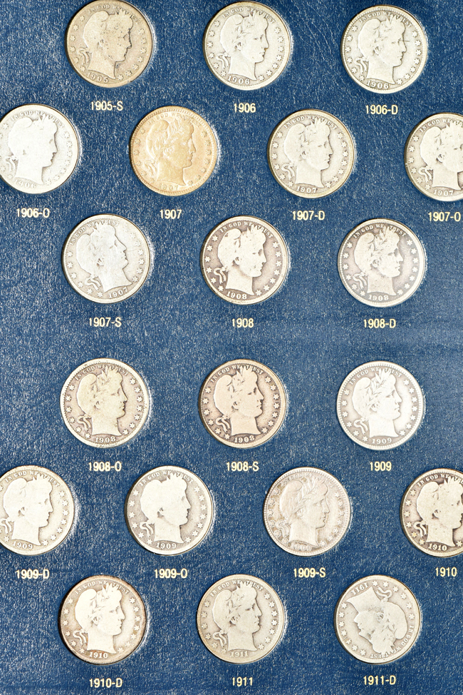 Sixty-six different Barber quarters in a Whitman Classic 9120 album