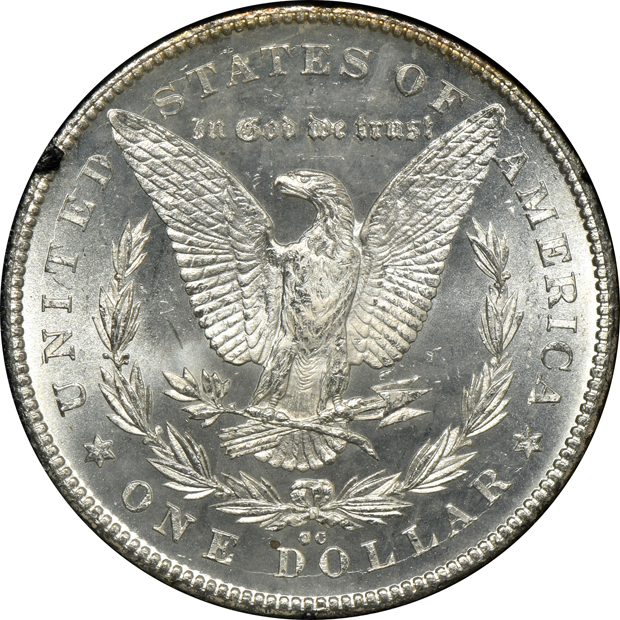1878-CC GSA MS-61, 1884-O NGC MS-64 DPL (no line), and an 1890-CC NGC MS-63