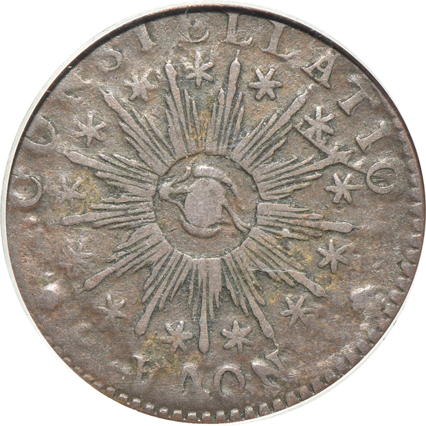 Four certified Colonial coppers