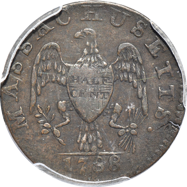 Four certified Colonial coppers