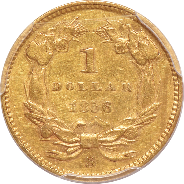 1856-S PCGS AU details/bent