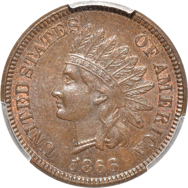 1866 MS-63BN, and an 1874 MS-63RB, both PCGS MS-63