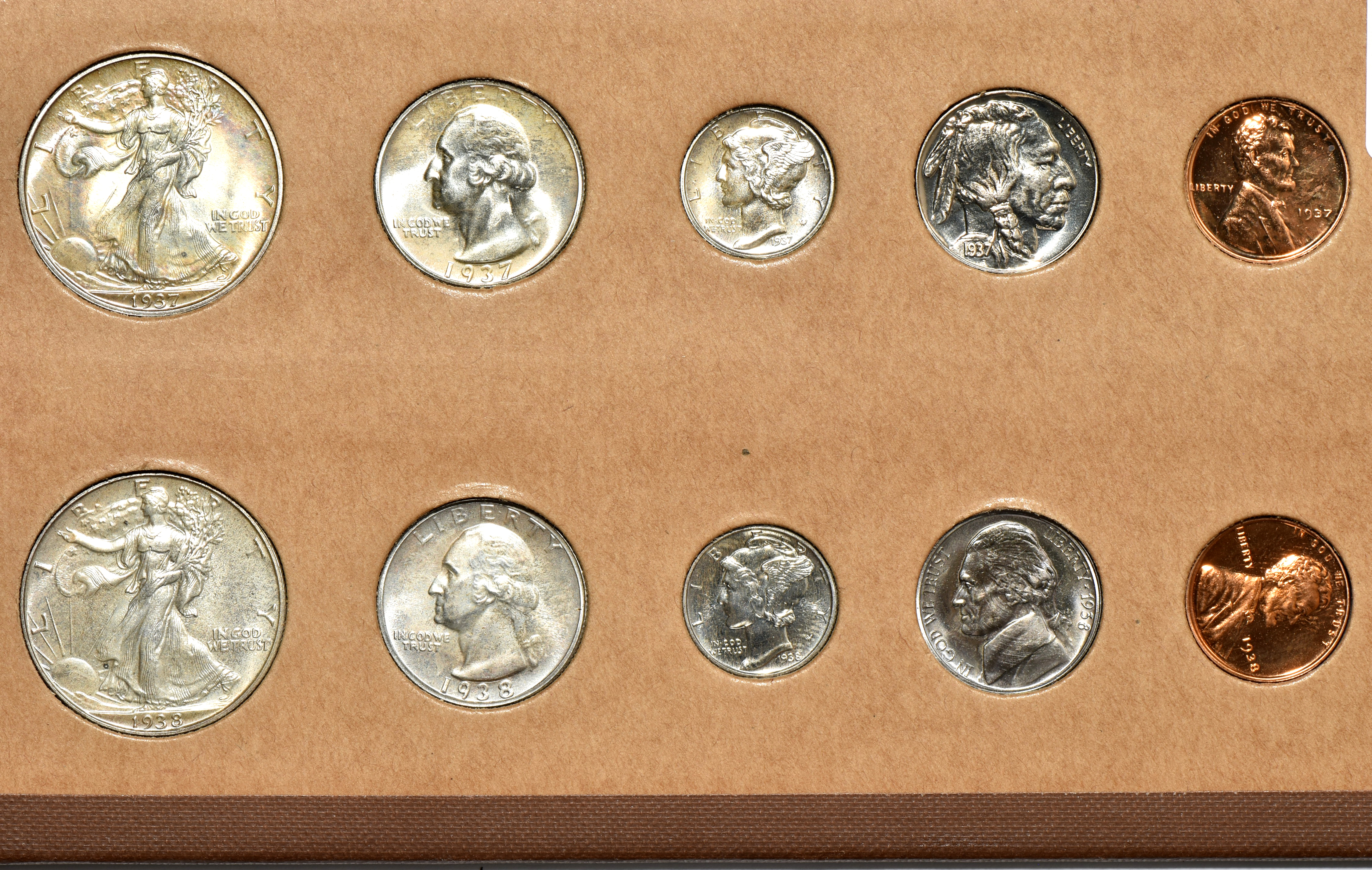 1936, 1937, 1938, 1939, 1940, and 1941 Proof Sets in Raymond Wyatt Album pages