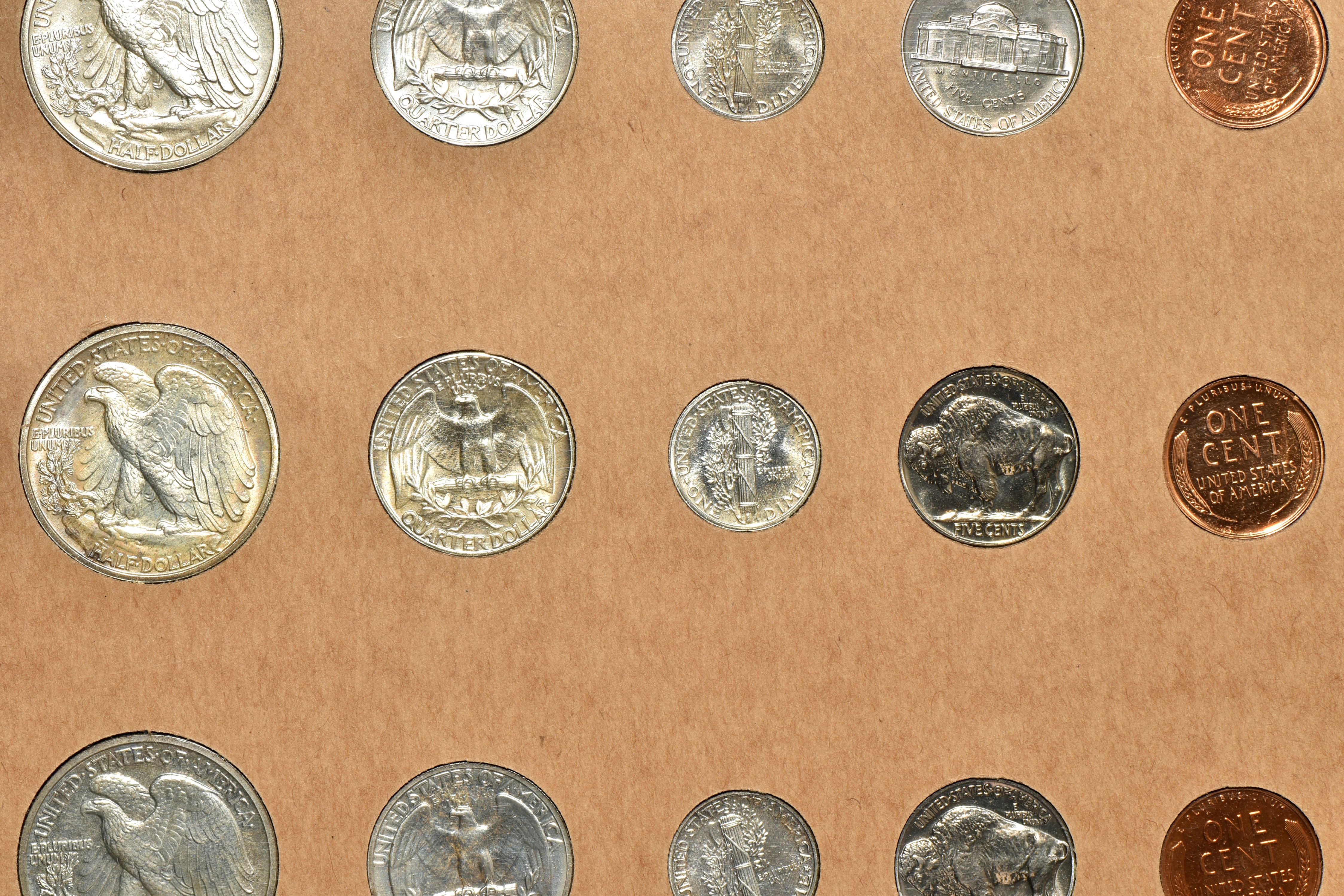 1936, 1937, 1938, 1939, 1940, and 1941 Proof Sets in Raymond Wyatt Album pages