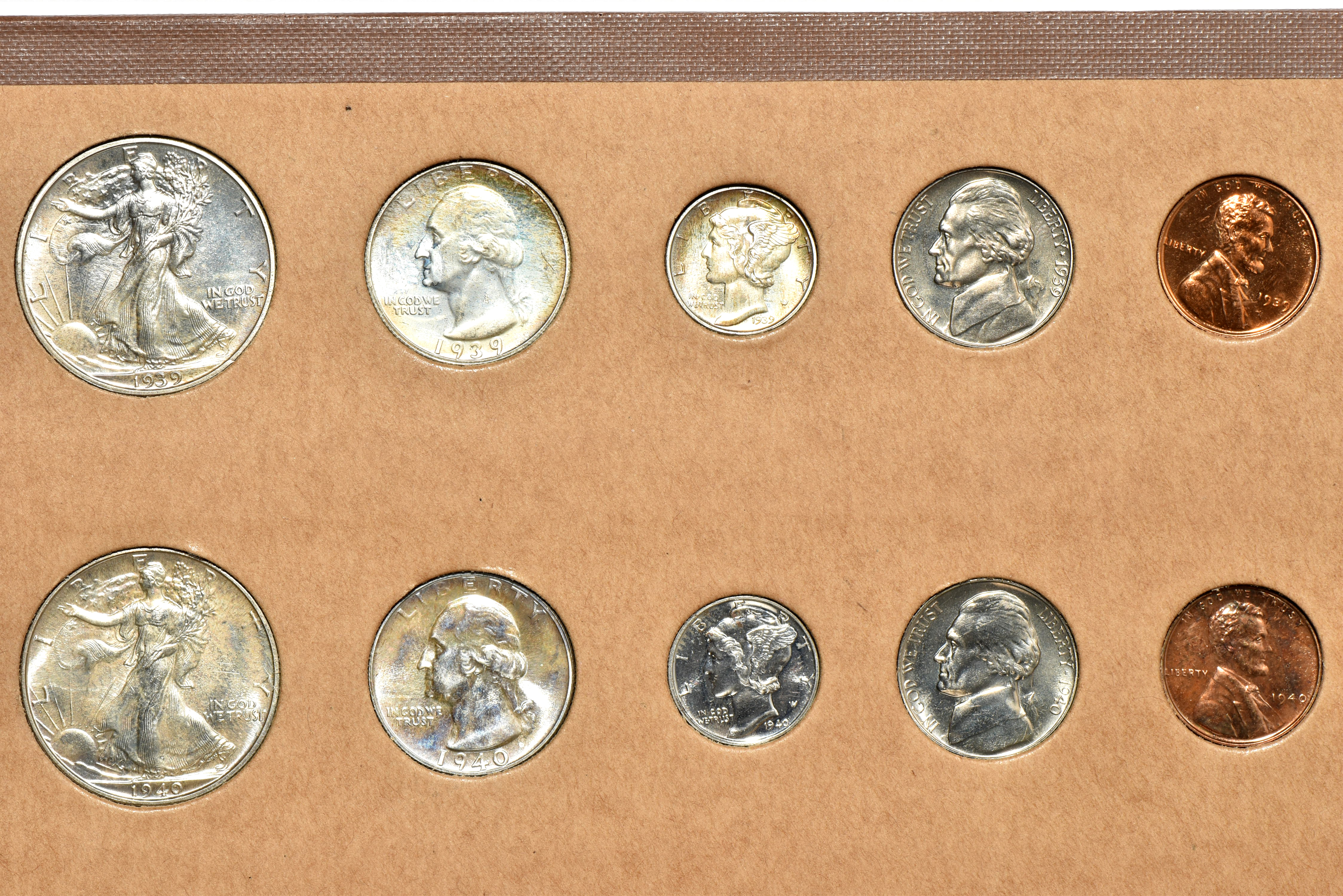 1936, 1937, 1938, 1939, 1940, and 1941 Proof Sets in Raymond Wyatt Album pages