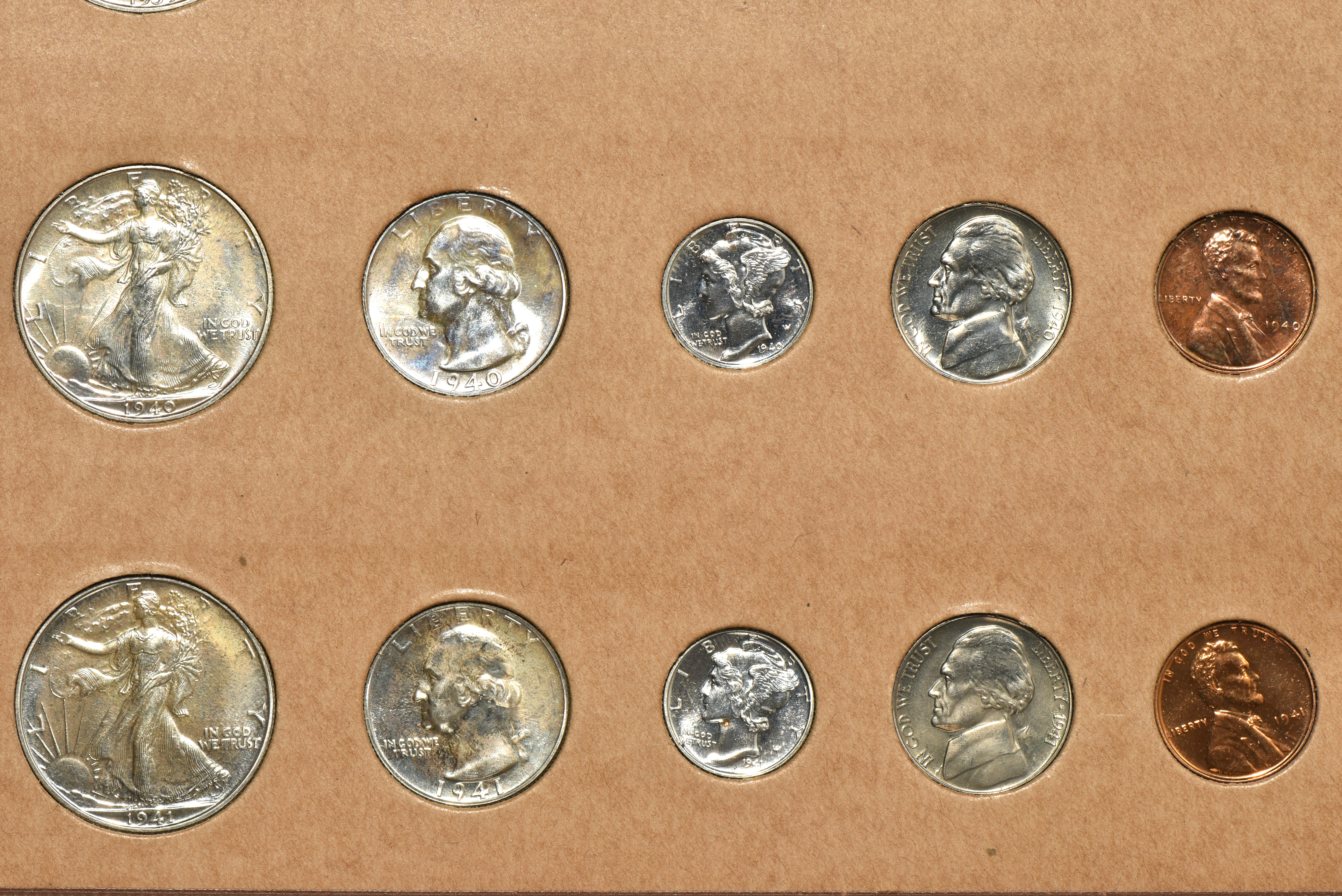 1936, 1937, 1938, 1939, 1940, and 1941 Proof Sets in Raymond Wyatt Album pages