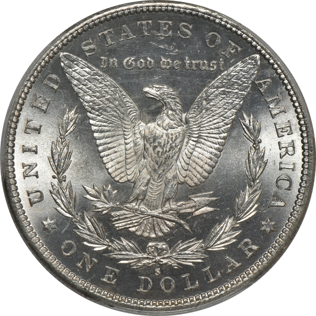 1885-S MS-64+, and an 1887-S MS-64 CAC, both PCGS