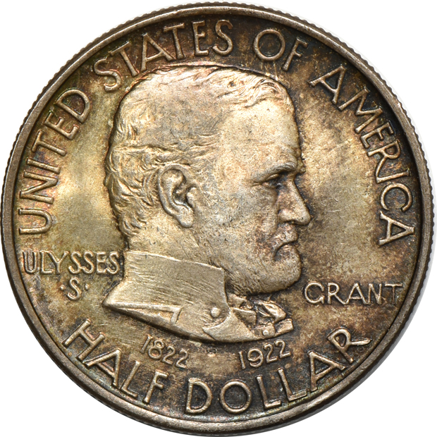 1900 Lafayette, plus two 1922 Grant half-dollars, all AU