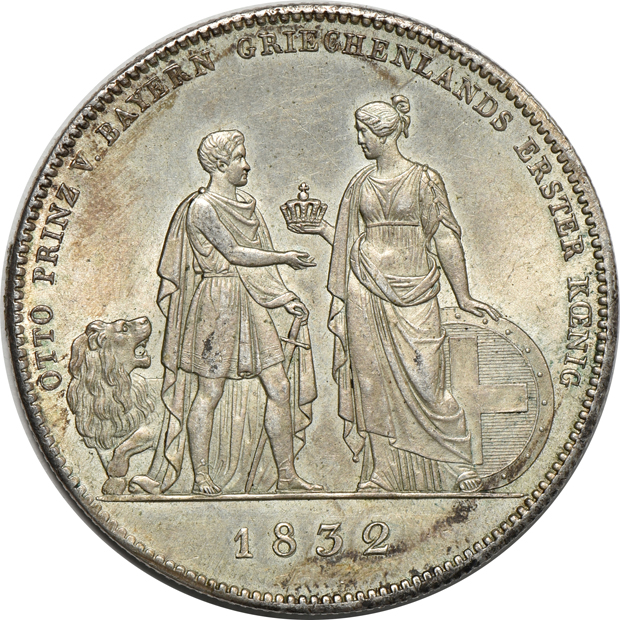 Germany - 1832 KM-761 and an 1855 KM-837 German States Bavaria thalers, both AU.
