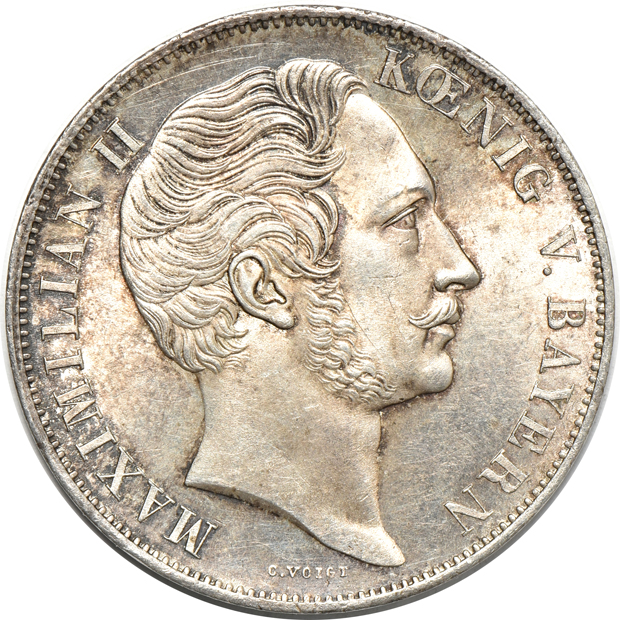 Germany - 1832 KM-761 and an 1855 KM-837 German States Bavaria thalers, both AU.