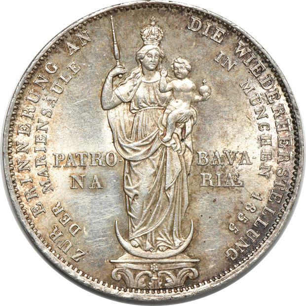 Germany - 1832 KM-761 and an 1855 KM-837 German States Bavaria thalers, both AU.