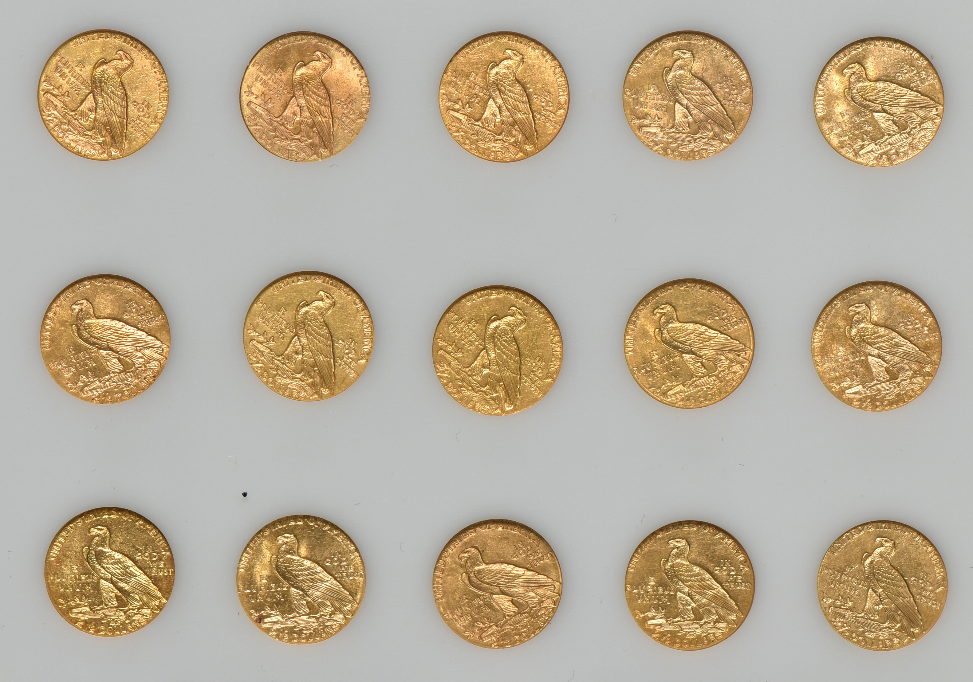 Complete collection of Indian quarter eagles (strong D) in a Capital Plastic holder