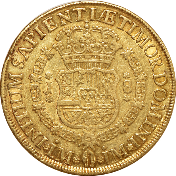 Peru - 1752-Lima 8 escudos KM-50 - XF 