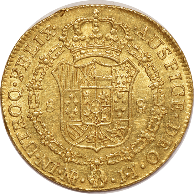 Colombia - 1777 8 escudos KM-50.1 - AU details/scratched