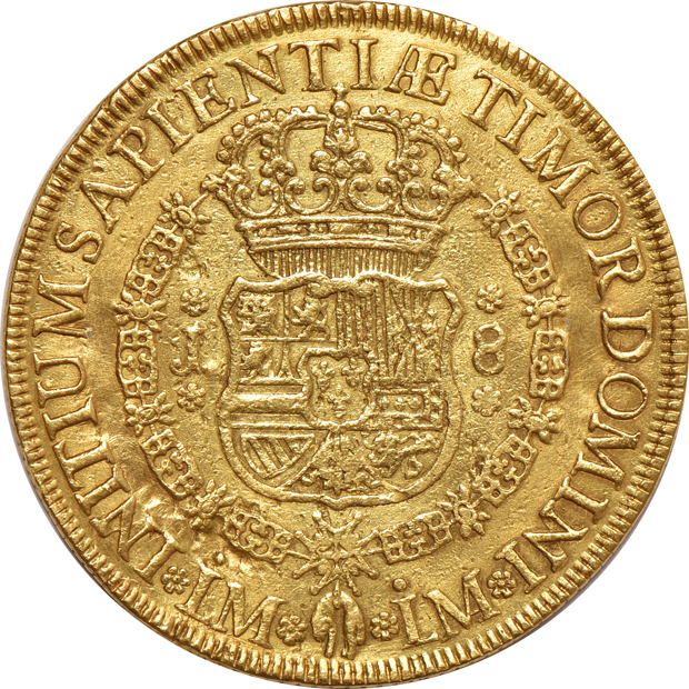 Peru - 1751-Lima 8 escudos KM-50 - AU details/cleaned/tooled