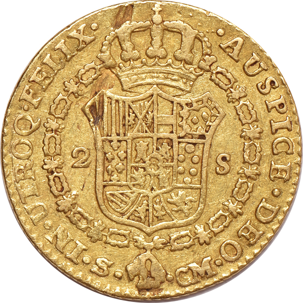 Multiple - 1782 Colombia 2 escudos, and a 1787 Spain 2 escudos, both VF details