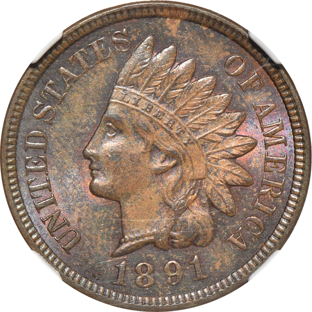 Four beautifully toned Indian cents certified by NGC