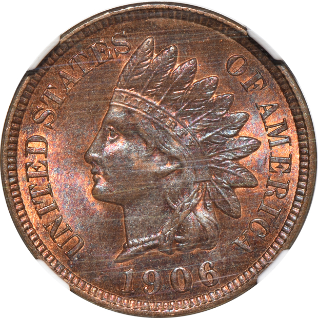 Four beautifully toned Indian cents certified by NGC