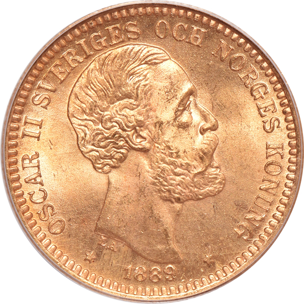 Sweden - Two 1889-EB 20 kroner, both PCGS MS-65