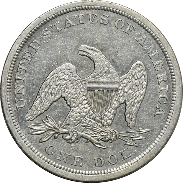 1843 XF details/cleaned, 1872 XF details/cleaned, and an 1877-S UNC details/cleaned