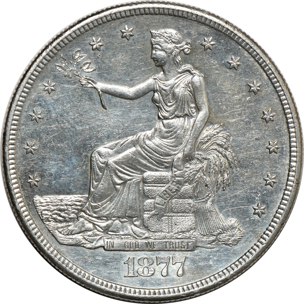 1843 XF details/cleaned, 1872 XF details/cleaned, and an 1877-S UNC details/cleaned