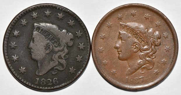 Group of sixty-two large cents