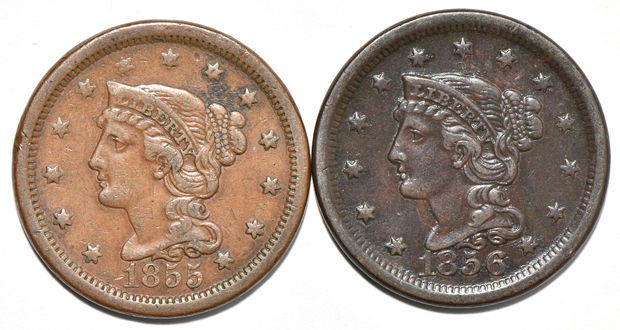 Group of sixty-two large cents