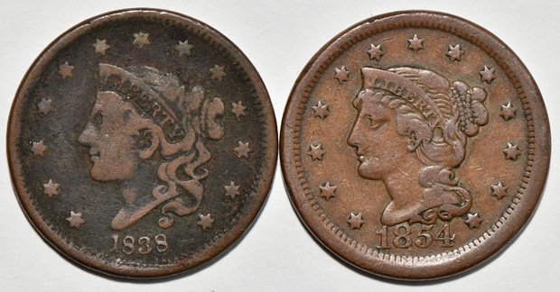 Group of sixty-two large cents