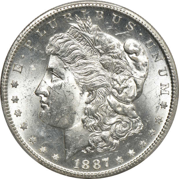 1887-S MS-63 CAC, 1889-S MS-63, and an 1891-S MS-63, all PCGS