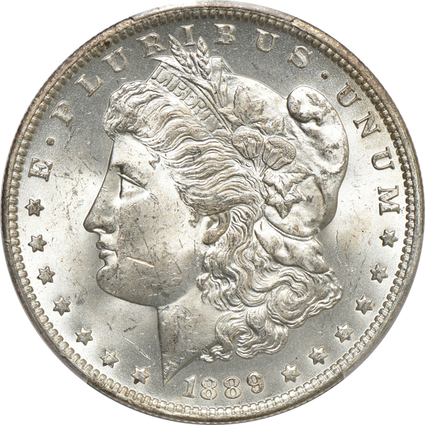 1887-O MS-64, 1889-O MS-63 CAC, and an 1890-O MS-63 CAC, all PCGS